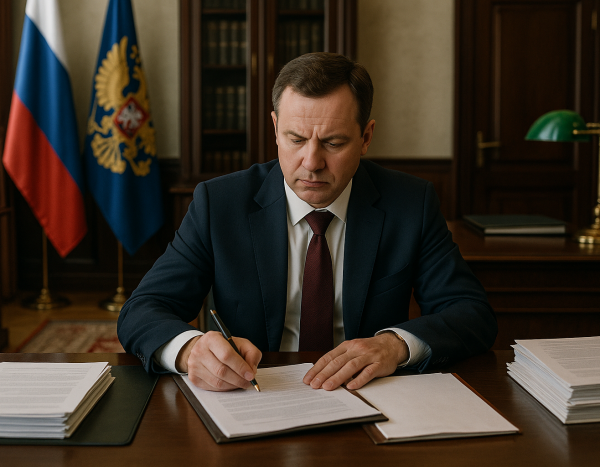российский адвокат готовит документы в офисе