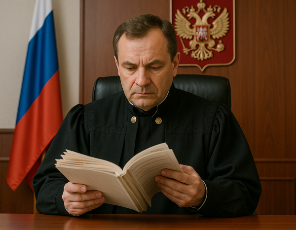 судья изучает документы в российском суде