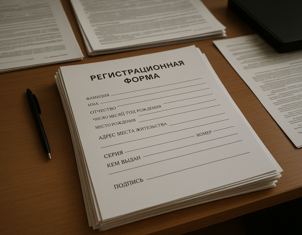 Бланки регистрационных форм на столе в офисе